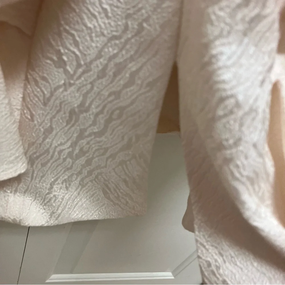 Vintage Sophisticate 80s party dress, ruffle sleeve, flounce hem, cream beige - Picture 14 of 14